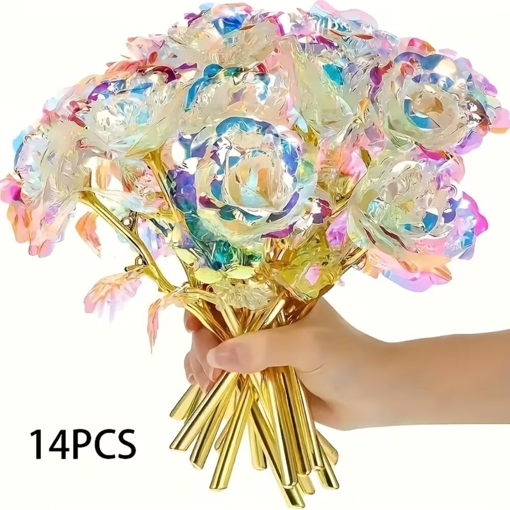 14-Piece Galaxy Simulation White Roses - NEW - 9.84 in L x 3.15 in W